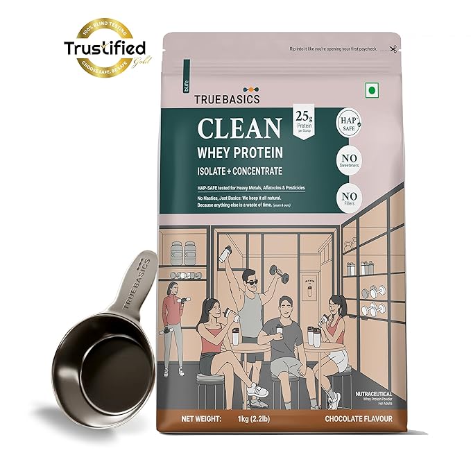 TrueBasics Clean Whey Protein Powder Isolate & Concentrate Blend