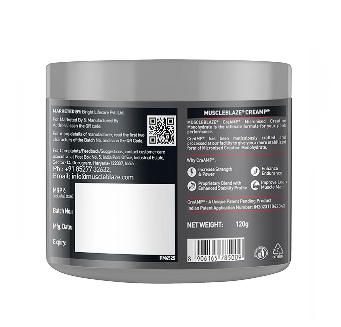 MuscleBlaze Micronised Creatine Monohydrate CreAMP Powder, Citrus Blast