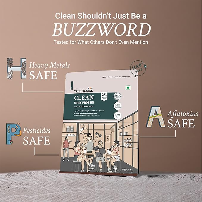 TrueBasics Clean Whey Protein Powder Isolate & Concentrate Blend