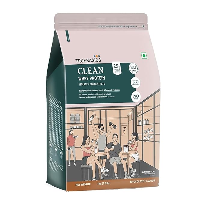 TrueBasics Clean Whey Protein Powder Isolate & Concentrate Blend